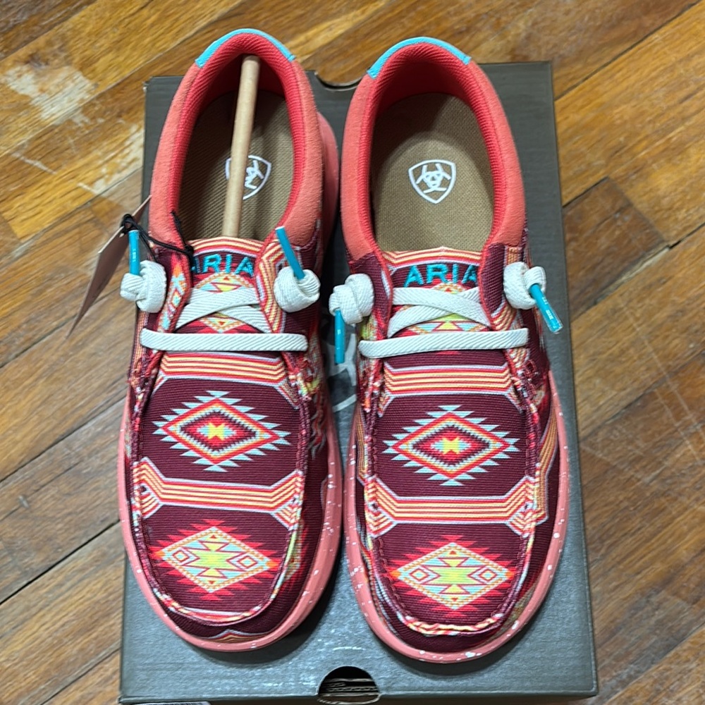 Ariat Red and Pink Flats with Southwestern Flair